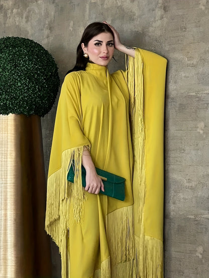 Elegant Muslim Batwing Tassel Kaftan Dress | Delivery: 7 to 10 business days | Limited stocks available | Hurry before Sold Out