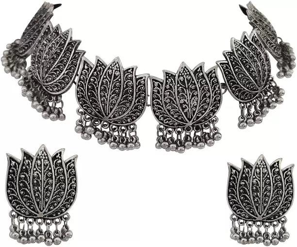 Oxidised Silver Silver Silver Jewel Set-KYAMSTORE