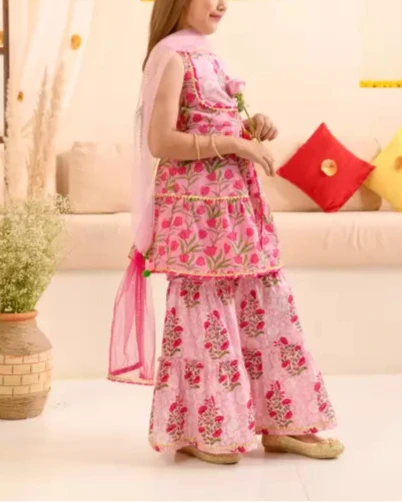 Girls Festive & Party Kurta, Pyjama & Dupatta Set-KYAMSTORE