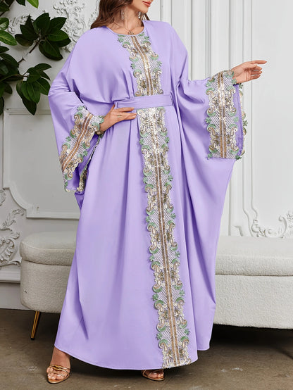 Elegant Women's Purple Arabic Dress with Golden Embroidery | Delivery: 7 to 10 business days | Limited stocks available | Hurry before Sold Out