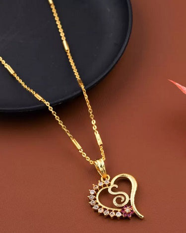 Heart Shape Design Pendant with S Letter Locket-KYAMSTORE