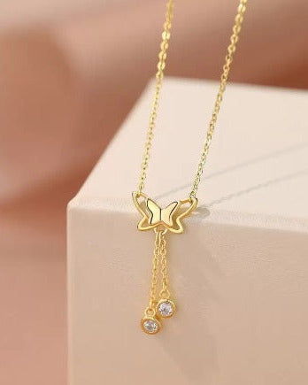 Beautiful Butterfly Shape pendent, Gold-plated Swarovski Crystal Stainless Steel Pendant-KYAMSTORE