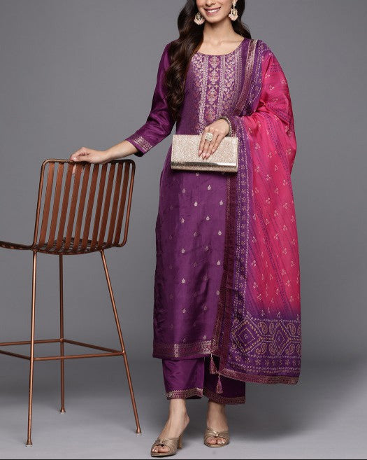 Floral Kurta with Trousers & With Dupatta-KYAMSTORE