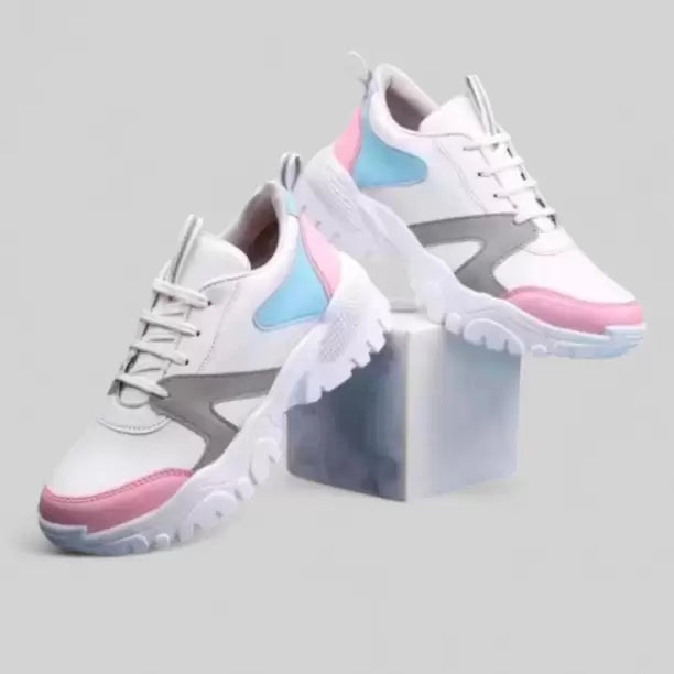 Sneakers For Women (White, Blue & Pink Mix)-KYAMSTORE