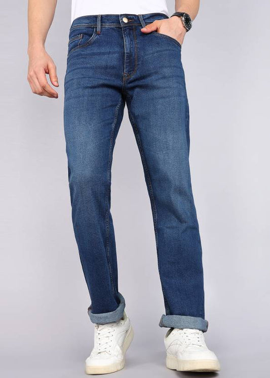 Men Regular Low Rise Blue Jeans-KYAMSTORE
