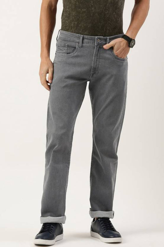 Men Regular Mid Rise Grey Jeans-KYAMSTORE