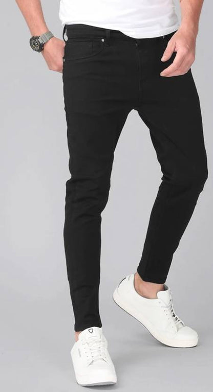 Men Regular Mid Rise Black Jeans-KYAMSTORE