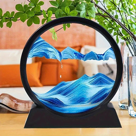 3D Dynamic Sand Art - Round Glass Sandscape Frame for Home & Office Decor-KYAMSTORE
