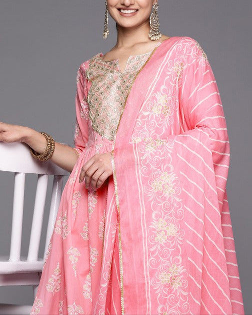 Women Ethnic Motifs Embroidered Pure Cotton Kurta With Palazzos & With Dupatta-KYAMSTORE