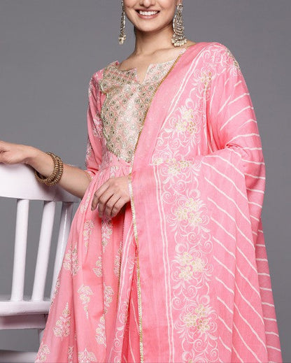 Women Ethnic Motifs Embroidered Pure Cotton Kurta With Palazzos & With Dupatta-KYAMSTORE