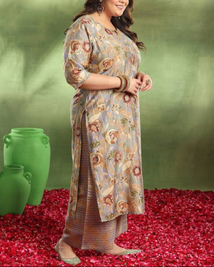 Women Silk Blend Kurta Palazzo Dupatta Set-KYAMSTORE