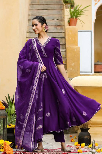 Women Cotton Rayon Kurta Pant Dupatta Set
