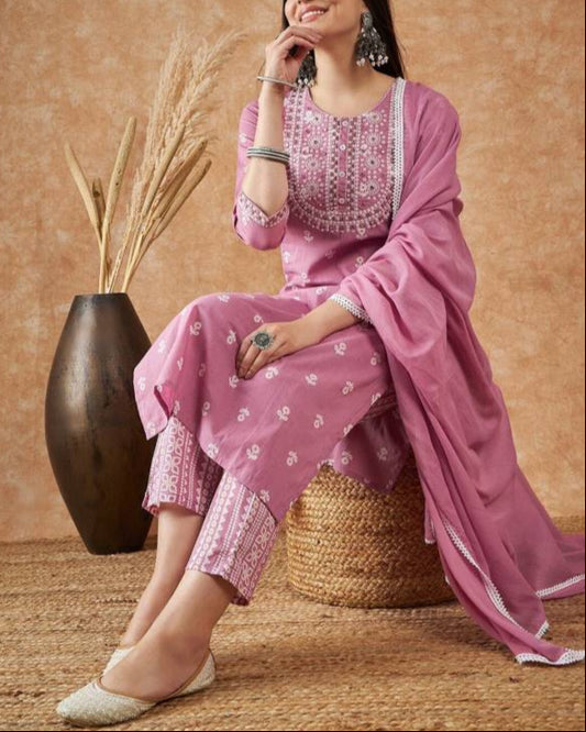 Women Viscose Rayon Kurta Pant Dupatta Set-KYAMSTORE