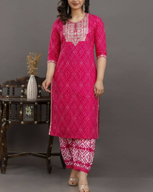 Women Pure Cotton Kurta Pant Dupatta Set-KYAMSTORE