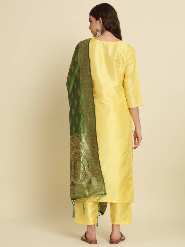 Women Cotton Silk Kurta Pant Dupatta Set