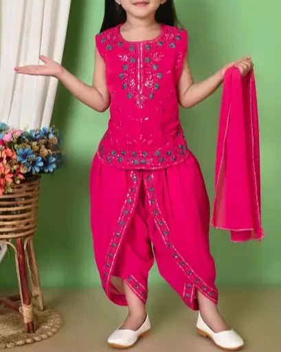 Girls Festive & Party Kurta and Dhoti Pant Set-KYAMSTORE