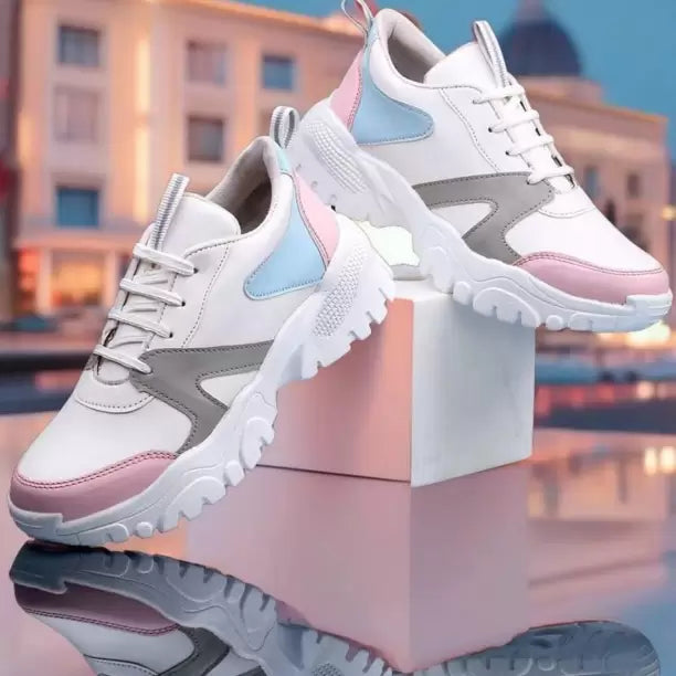 Sneakers For Women (White, Blue & Pink Mix)-KYAMSTORE