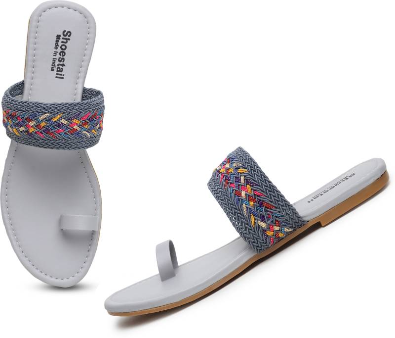 Women Flats Sandal Grey-KYAMSTORE