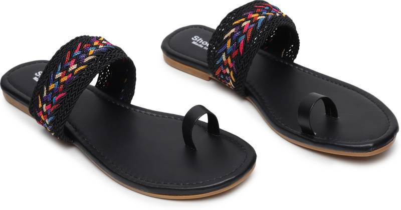 Women Flats Sandal Black-KYAMSTORE