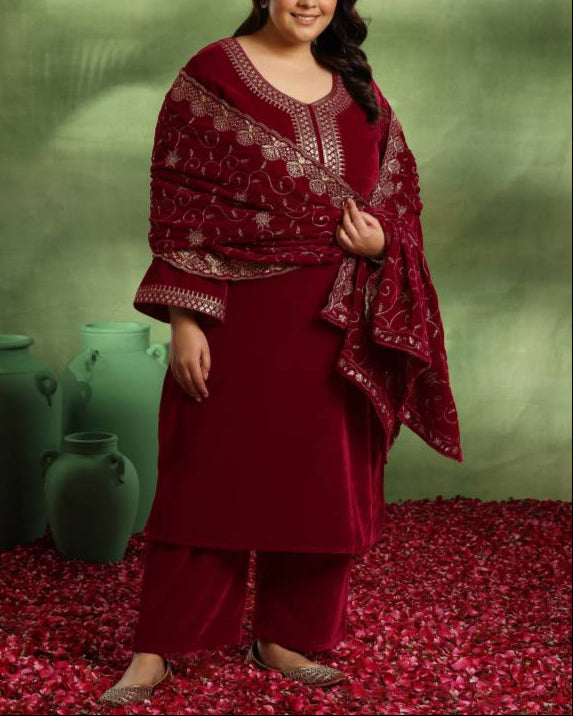Women Silk Blend Kurta Palazzo Dupatta Set-KYAMSTORE