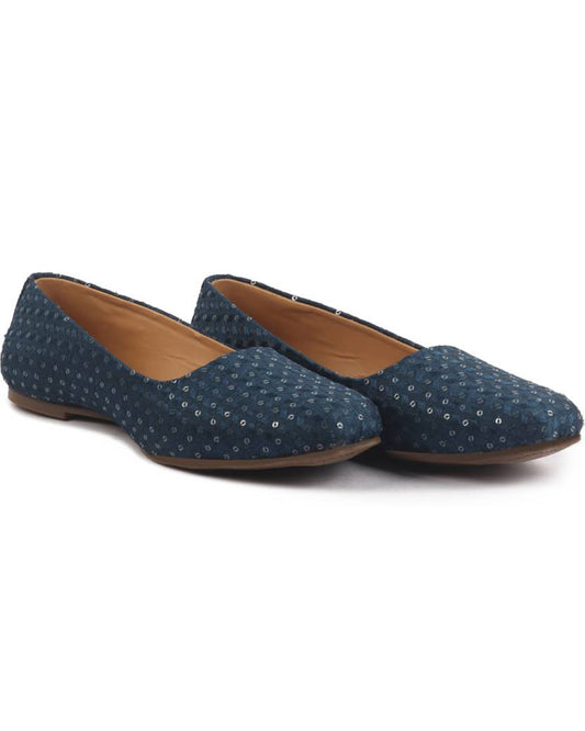 Embroidery Sequin Ethnic Slip On Juttis for Women-KYAMSTORE