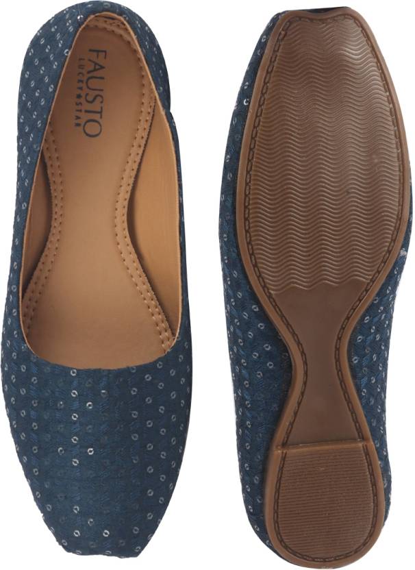 Embroidery Sequin Ethnic Slip On Juttis for Women-KYAMSTORE