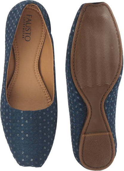 Embroidery Sequin Ethnic Slip On Juttis for Women-KYAMSTORE