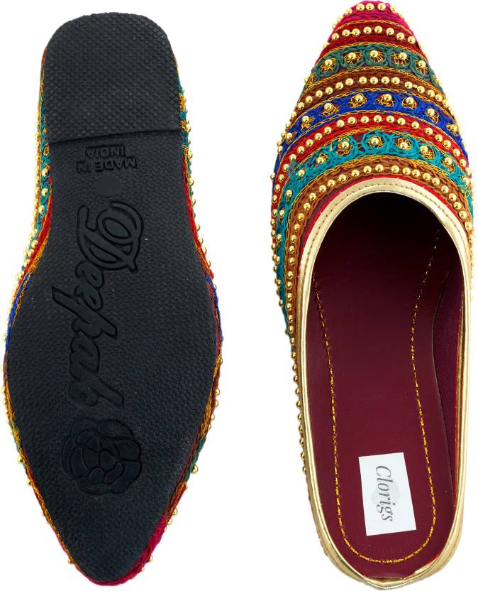 Clorigs Ethnic Comfortable | Punjabi Handmade Mule Ethnic Mule For Women-KYAMSTORE