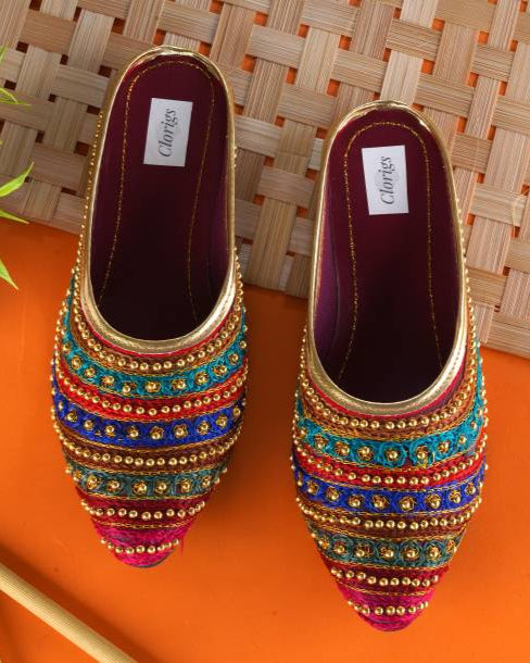 Clorigs Ethnic Comfortable | Punjabi Handmade Mule Ethnic Mule For Women-KYAMSTORE