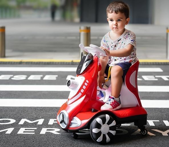 Electric Four-Wheel Kids Car | Bubble Function | 360 Degree Rotation | Cool LED Lights