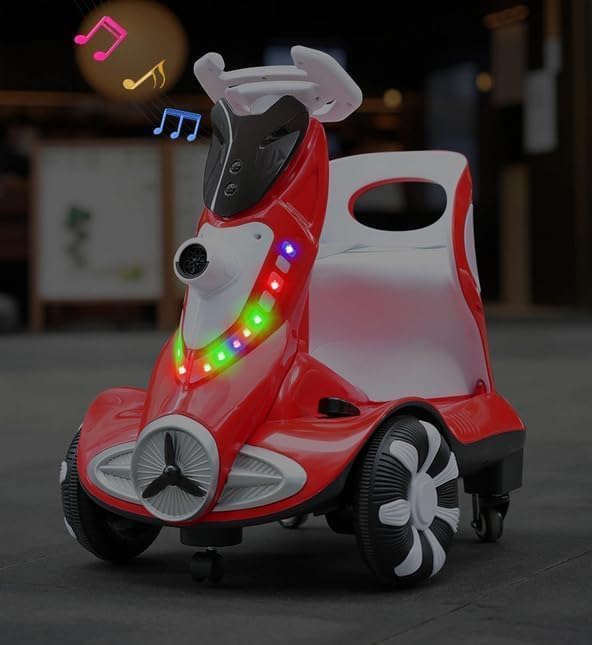 Electric Four-Wheel Kids Car | Bubble Function | 360 Degree Rotation | Cool LED Lights