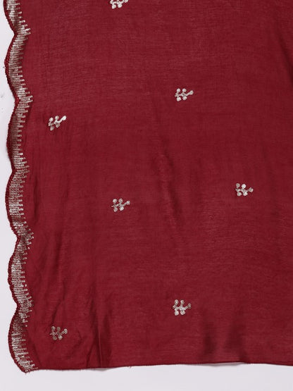 Floral Embroidered Kurta with Trousers & With Dupatta-KYAMSTORE