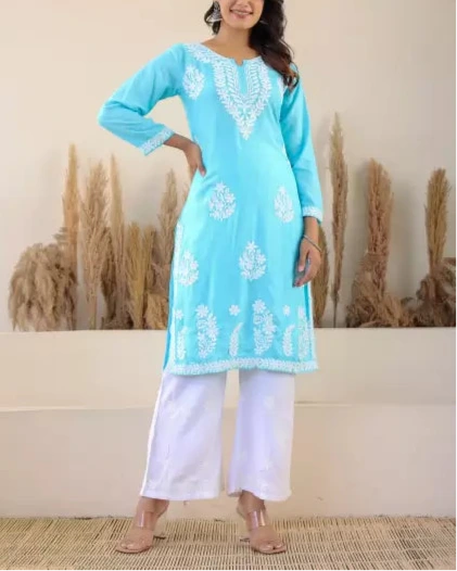 Women Cotton Rayon Kurti Palazzo Set (Colors Variants)-KYAMSTORE