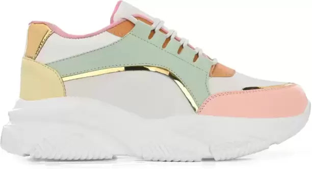 Sneakers For Women (White, Pink & Mint Green Mix)-KYAMSTORE