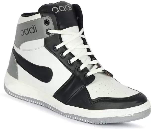 Synthetic Leather |Lightweight|Comfort|Trendy Daily Use High Tops For Men (White, Grey & Black)-KYAMSTORE