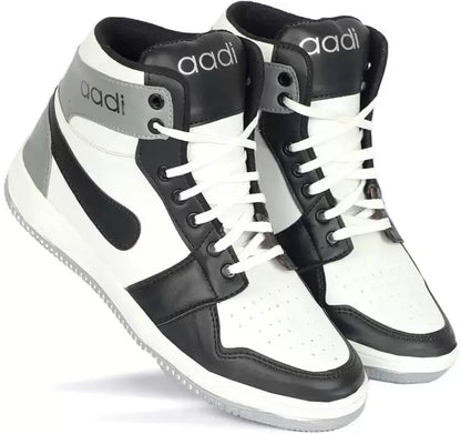 Synthetic Leather |Lightweight|Comfort|Trendy Daily Use High Tops For Men (White, Grey & Black)-KYAMSTORE