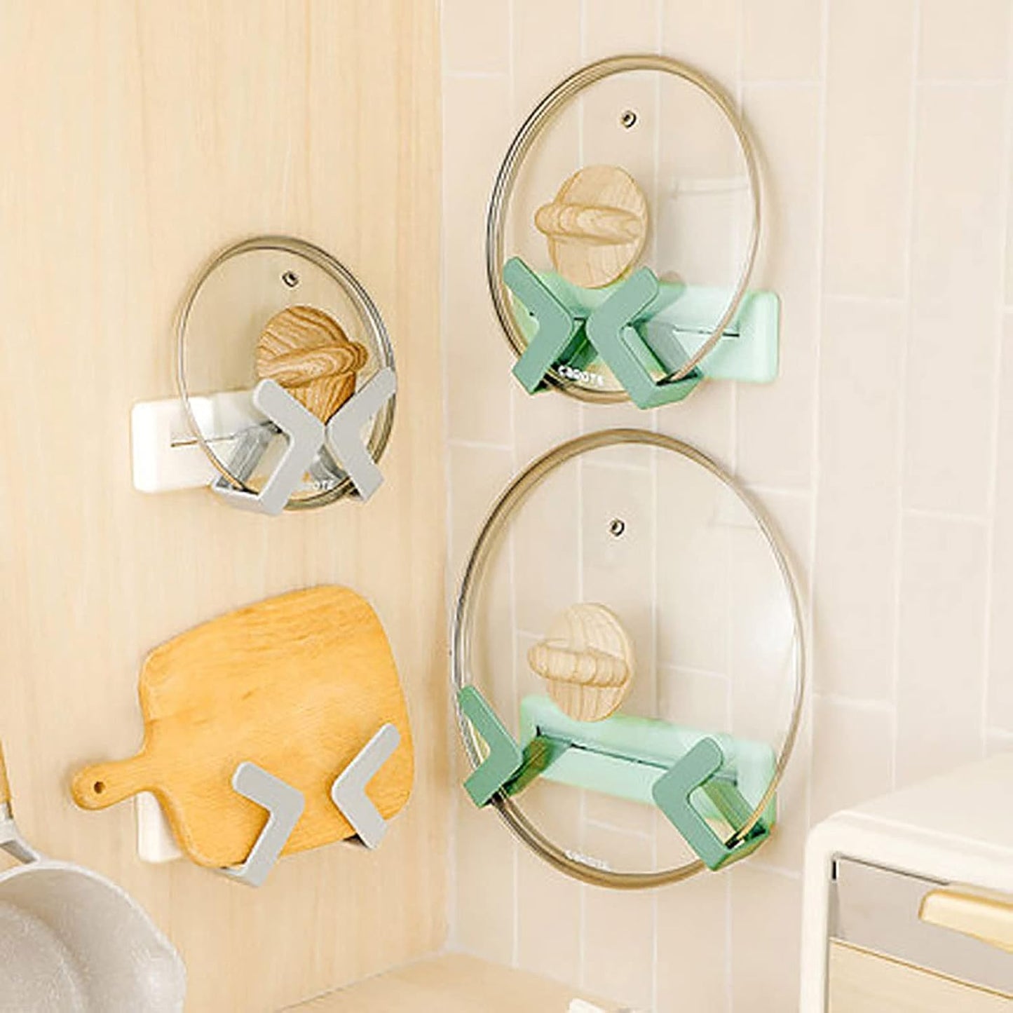 Wall Pot Lid Holder Mount Self Adhesive Holder