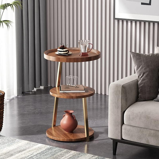3-Tier Wooden Round Modern Side Table | Limited stocks available