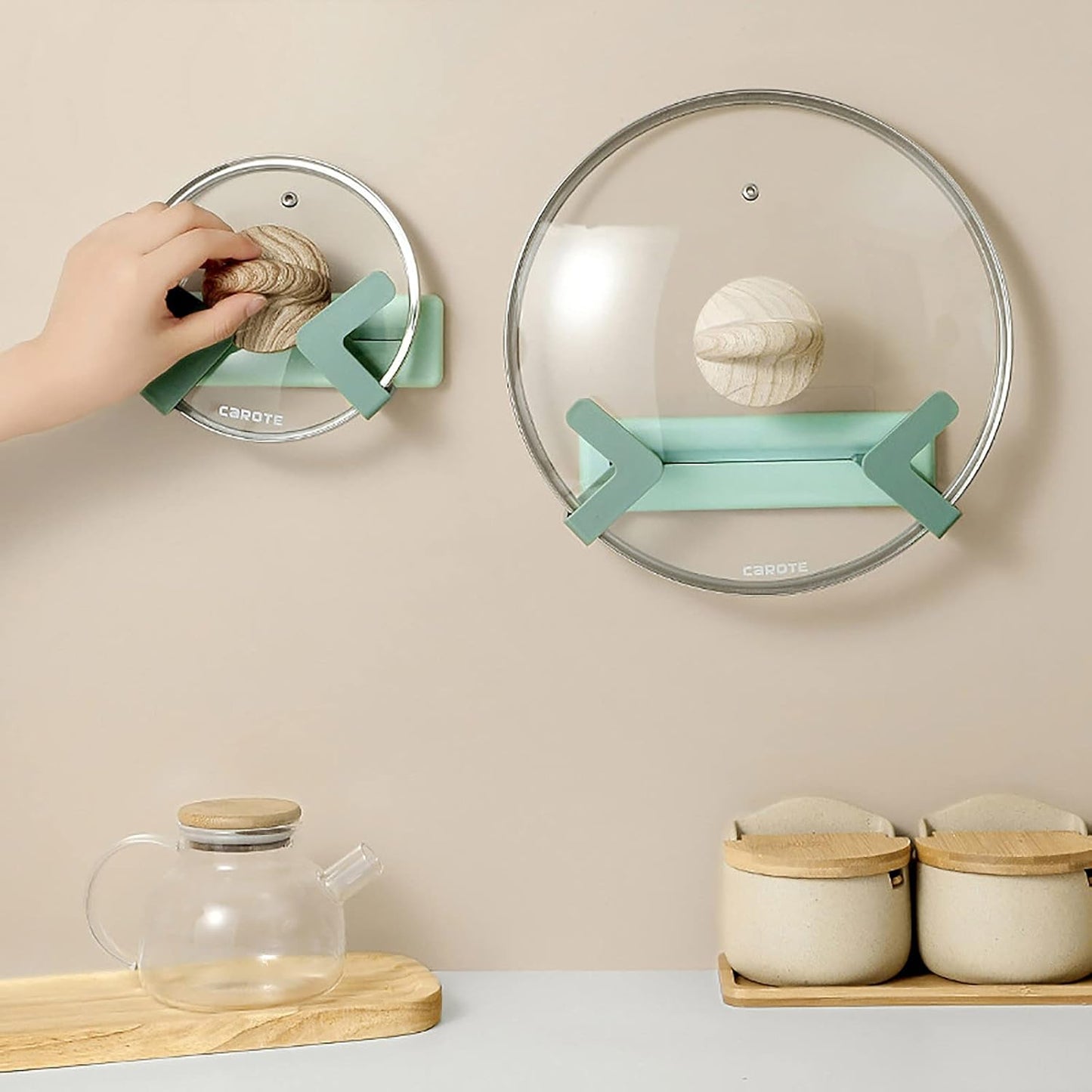 Wall Pot Lid Holder Mount Self Adhesive Holder