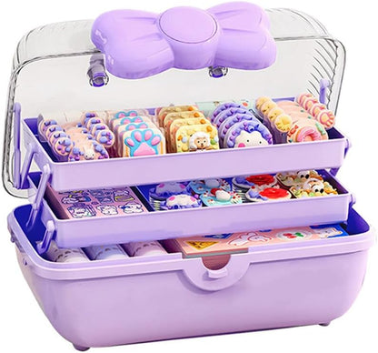 3-Layer Multipurpose Storage Box Cute Girls Hair Accessories Tackle Box (Box Only)