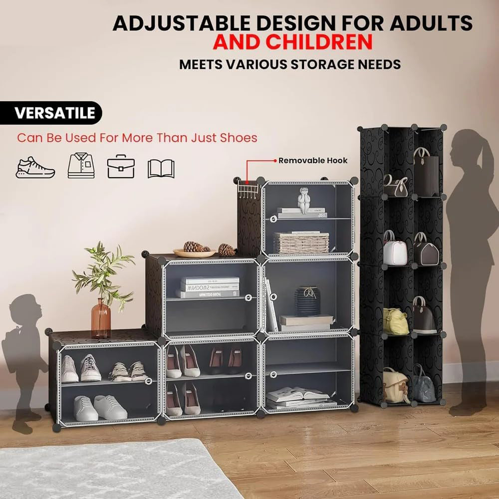 Upgraded Shoe Rack for Home Plastic, Portable Shoe Rack with Dustproof Door for Heels/Slippers/Boots