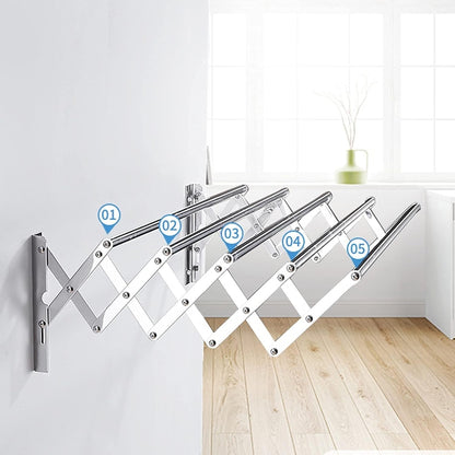 Clothes Airer Towel Rack Folding Retractable Wall Mounted