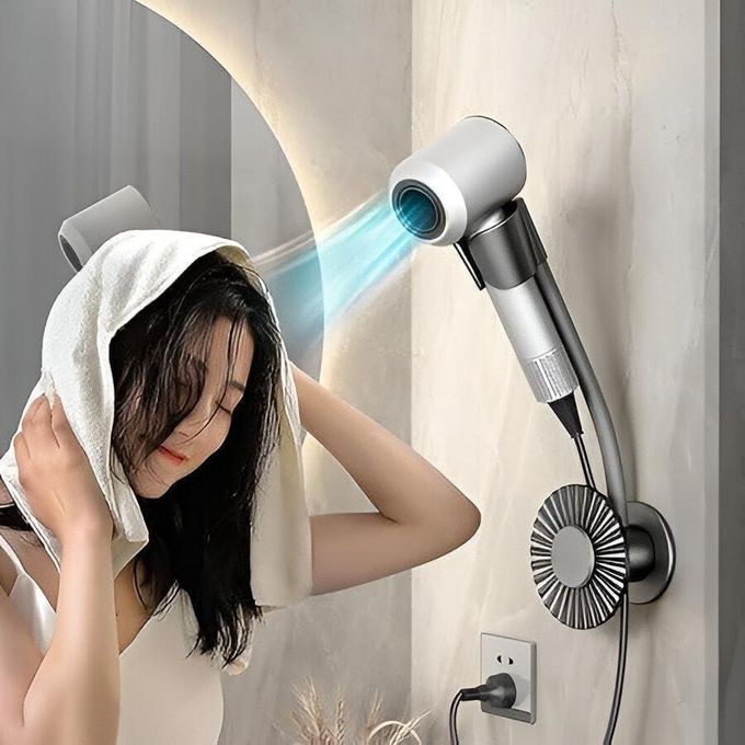Rotating Adjustable Hands Free ABS Wall Mount Hair Dryer Holder | Limited stocks available