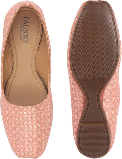 Embroidery Sequin Ethnic Slip On Juttis for Women-KYAMSTORE