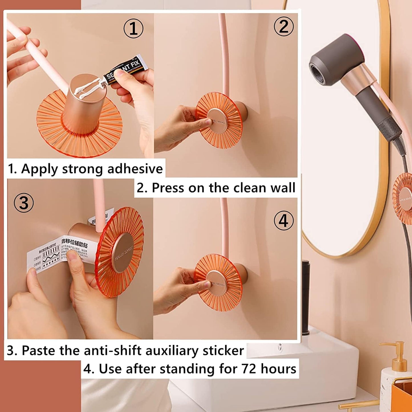 Rotating Adjustable Hands Free ABS Wall Mount Hair Dryer Holder | Limited stocks available