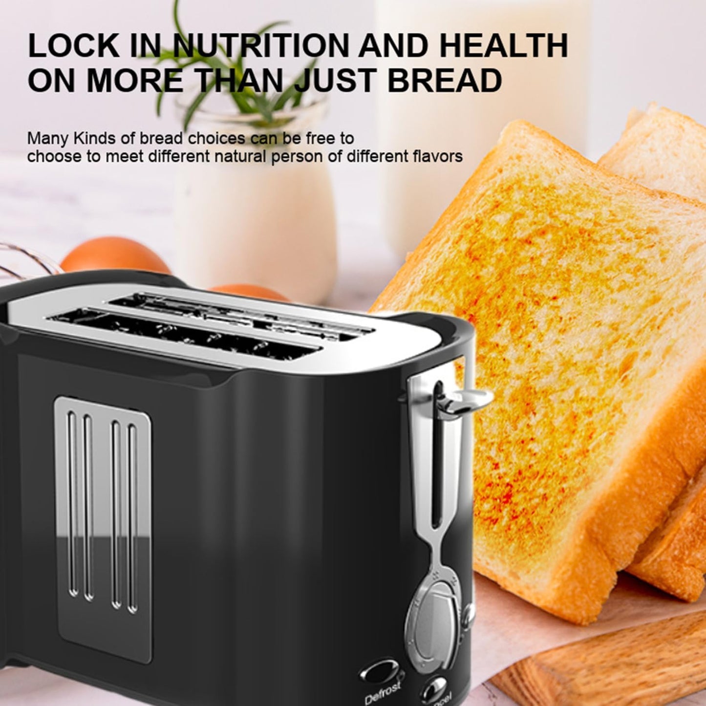 2-Slice Toaster, 800W, Multi-Functional Wide Slot Toaster