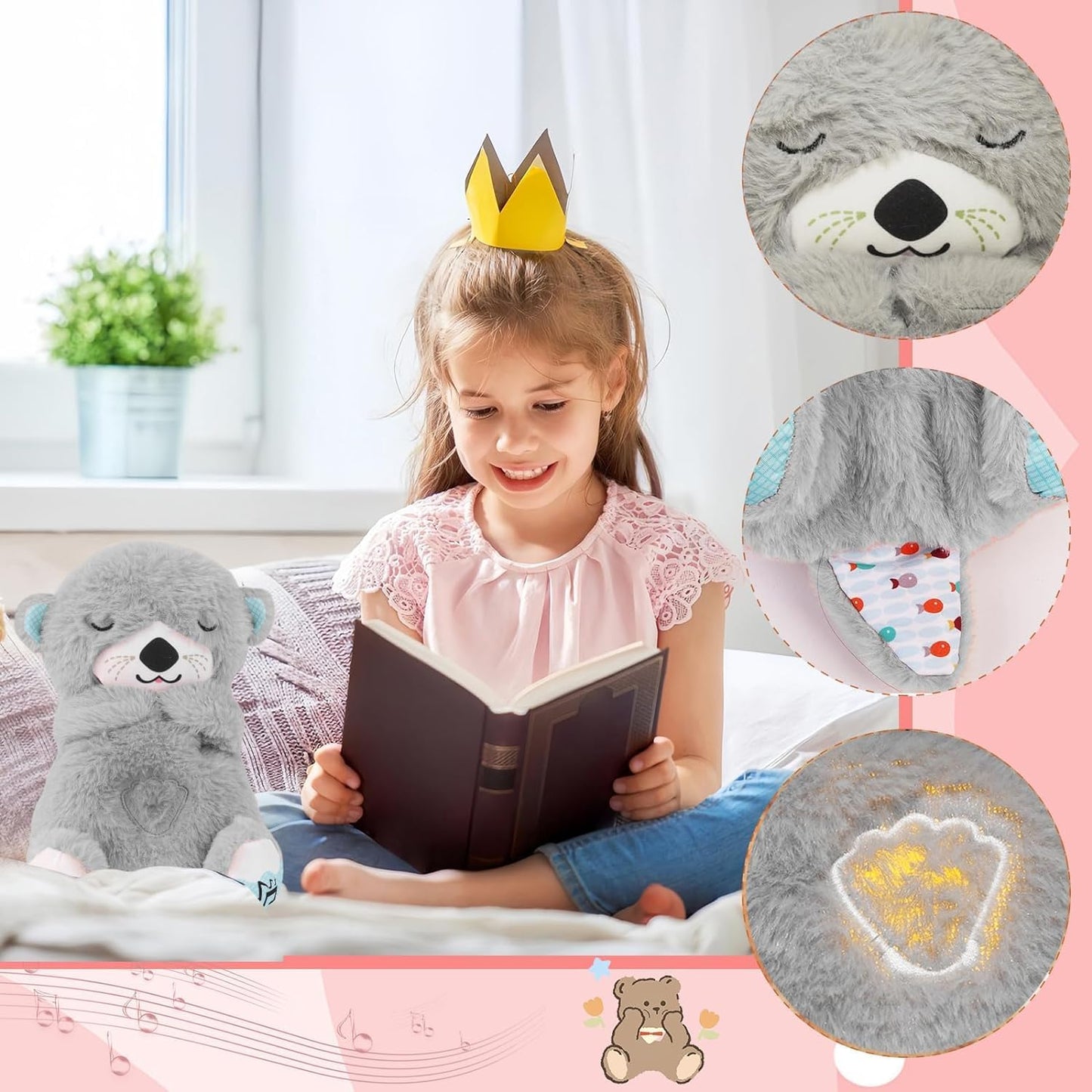 Breathing Otter Plush Baby Toy with Light Music (Free Delivery)