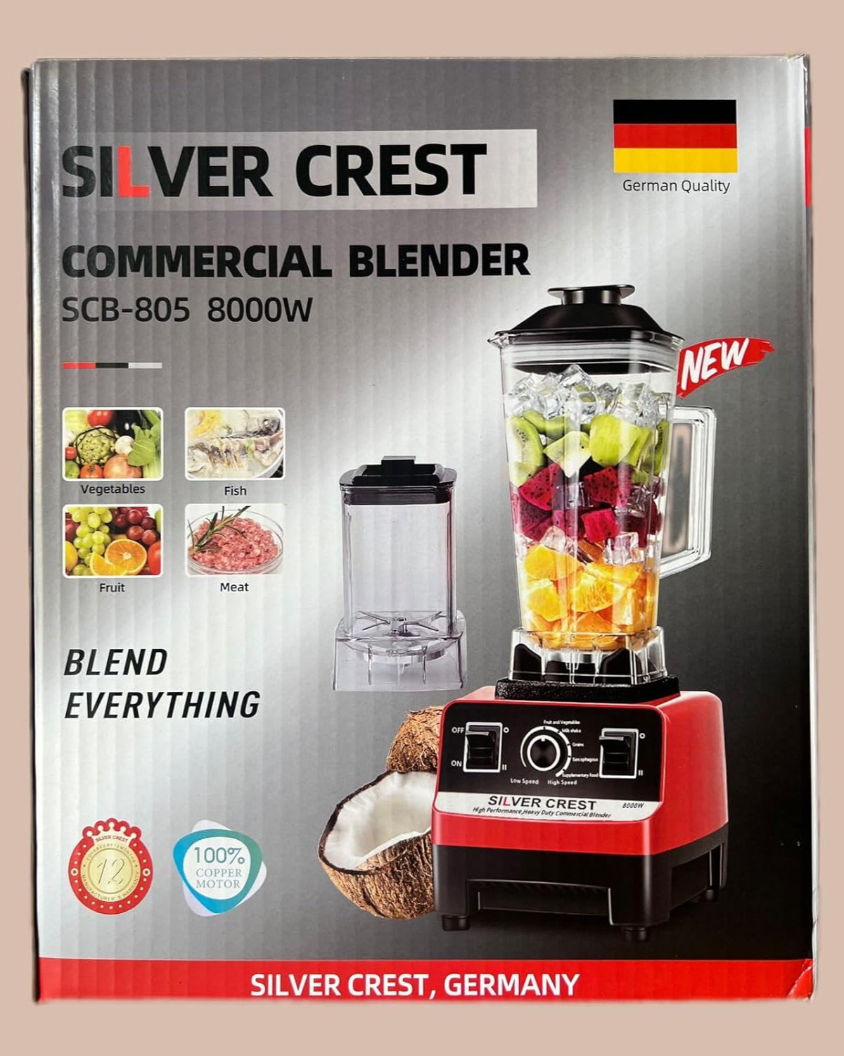 Commercial Heavy-Duty Blender, 8000 Watts, 2 Jars-KYAMSTORE
