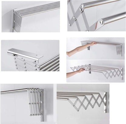 Clothes Airer Towel Rack Folding Retractable Wall Mounted
