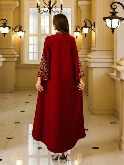 Elegant Red Abaya Kaftan Dress - Long Sleeve | Delivery: 7 to 10 business days | Limited stocks available | Hurry before Sold Out